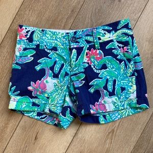 Women Lilly Pulitzer Callahan Shorts Trunk Show Print Navy Green 0
